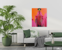 Warm Distance — Alienation Series | Paintings by Gela Mikava. Item made of linen works with minimalism & contemporary style