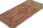 Vintage Turkish Oushak Rug in Red & Pink with Geometric | Area Rug in Rugs by Rug and Kilim