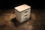 Bedside Table in Gray Birdseye Maple & Bronze by Costantini | Tables by Costantini Design. Item made of wood with bronze works with contemporary & modern style