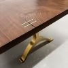 Walnut Slab Live Edge Brass Wishbone Dining Table | Tables by YJ Interiors. Item composed of walnut and brass in mid century modern or contemporary style