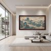 Hand-Painted Blue Green Landscape Song Dynasty Silk Art II | Oil And Acrylic Painting in Paintings by Dynasty Artisan. Item made of wood with fabric works with contemporary & eclectic & maximalism style