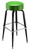 Commercial Round Bar Stool Model 1419 | Chairs by Richardson Seating Corporation | Bangers & Lace Wicker Park in Chicago. Item composed of steel and leather