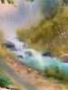 Renewal - A creek and wildflower meadow painting | Oil And Acrylic Painting in Paintings by Christine G. Item composed of linen compatible with boho and contemporary style