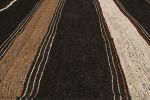 1950s Mid-Century Persian Kilim Black and Beige-Brown Stripe | Area Rug in Rugs by Rug and Kilim