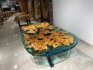 Green Epoxy Resin Olive Dining Table | Tables by Gül Natural Furniture. Item made of wood compatible with mid century modern and contemporary style