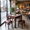 Ming Royal Crimson Flamewood Marble Table & 4 Stools Set | Dining Table in Tables by Dynasty Artisan. Item composed of wood compatible with contemporary and eclectic & maximalism style