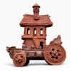 Terracotta Ship On Wheels Fantasy Sculpture | Public Sculptures by RailroadWare Lighting Hardware & Gifts. Item made of ceramic works with contemporary style