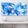 The Flow of Blue (diptych) | Oil And Acrylic Painting in Paintings by Maria Bacha. Item composed of canvas and synthetic