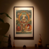 Yunjin Silk Brocade Mahavairocana Buddha Thangka Wall Art | Embroidery in Wall Hangings by Dynasty Artisan. Item made of wood with fabric works with contemporary & eclectic & maximalism style