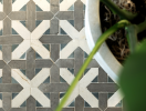 Antique Gray & Ivory White Cross Mosaic Tile | Tiles by Mosaics & Company LLC (mosaics.co). Item made of stone works with boho & mid century modern style