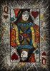 Hand painted artwork- playing card "Queen of Hearts" | Mixed Media in Paintings by ArtForLoft. Item made of paper compatible with mid century modern and japandi style