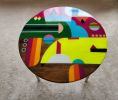Round Colorful Modern Epoxy Resin Side Coffee Table | Side Table in Tables by Epoxy Coffee Table Shop. Item in boho or contemporary style