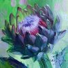 Artichoke flower | Oil And Acrylic Painting in Paintings by Natart. Item made of synthetic works with contemporary & country & farmhouse style