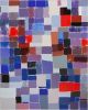 Squares / Orange Blue Grey | Oil And Acrylic Painting in Paintings by Simon Findlay. Item composed of canvas in minimalism or contemporary style