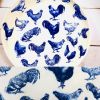 Blue Chickens Pasta Bowls | Dinnerware by Nori’s Wishes Studio. Item made of ceramic