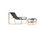 Set Chaise Longue and Footstool, Brass Steel & Leather | Chaise Lounge in Couches & Sofas by Jover + Valls. Item composed of brass & leather