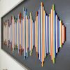 Colorful Soundwave Wall Hanging | Wall Sculpture in Wall Hangings by Erin Harris | Hampton Inn NY-JFK in Queens. Item made of wood