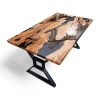 Custom Live Edge Epoxy Resin Dining Table | Tables by Ironscustomwood. Item made of wood with metal