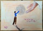 Give it to God | Oil And Acrylic Painting in Paintings by Elena Parau. Item made of paper compatible with boho and minimalism style