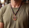 Authentic Mineral Pigment Amitabha Necklace Tibetan Art | Ornament in Decorative Objects by Dynasty Artisan. Item composed of metal compatible with contemporary and eclectic & maximalism style