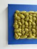 Mixed Media Weaving | Cobalt and Chartreause | Tapestry in Wall Hangings by Sarah Lawrence. Item composed of canvas and fiber in minimalism or mid century modern style