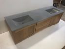 Pleasant Concrete Double Vanity Top with Half Barrel Sinks | Countertop in Furniture by Wood and Stone Designs. Item made of concrete