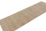 Vintage Distressed Runner Rug, Beige and Brown Geometric | Area Rug in Rugs by Rug and Kilim