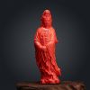 Premium Contemporary Cinnabar Inkstick Carved II: Avalokites | Sculptures by Dynasty Artisan. Item in contemporary or japandi style