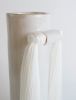 Handmade Ceramic Vase #531 in White with Tencel Fringe | Vases & Vessels by Karen Gayle Tinney. Item made of ceramic & fiber compatible with boho and minimalism style