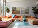 Painted Sunrise - Diptych | Mixed Media in Paintings by Jessie Bloom Studio. Item made of cotton compatible with mid century modern and contemporary style
