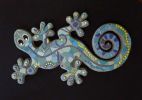Mr Gecko - tile mosaic wall hanging | Art & Wall Decor by Rochelle Rose Schueler - Wild Rose Artworks LLC. Item made of ceramic