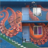 Killer Octopus Mural | Street Murals by Lindsey Millikan | Private Residence - Oakland, CA in Oakland. Item composed of synthetic