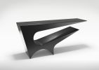 Star Axis Console in Black Matte Aluminum by Neal Aronowitz | Console Table in Tables by Neal Aronowitz. Item composed of metal in minimalism or mid century modern style