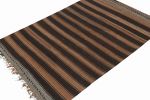 Vintage Persian Tribal Kilim in Brown and Gray Stripes | Area Rug in Rugs by Rug and Kilim
