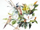 Magnolia and Flickers : Original Watercolor Painting | Paintings by Elizabeth Becker. Item made of paper compatible with boho and minimalism style
