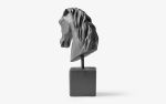 Small Horse Head Bust Compressed Marble Powder in Black | Sculptures by LAGU. Item made of marble