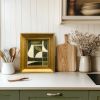 Green Mid-Century Modern Inspired Collage in Vintage Frame | Paintings by Suzanne Nicoll Studio. Item made of wood works with minimalism & mid century modern style