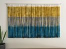 Textile Teal Mustard SARASOTA Boho Hand Dyed Wall Tapestry | Wall Hangings by Wallflowers Hanging Art. Item made of wood with fabric works with boho & contemporary style