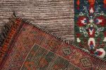Hand-Knotted Mid-Century Vintage Gabbeh Rug in Gray Red | Area Rug in Rugs by Rug and Kilim