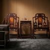 Legacy Imperial Ming Official Armchair Trio with Burl Inlay | Chairs by Dynasty Artisan. Item made of wood works with contemporary & eclectic & maximalism style
