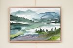 Mountainscape No. 6 : Original Watercolor Painting on Canvas | Paintings by Elizabeth Becker. Item made of canvas works with minimalism & contemporary style