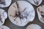 Porcelain Wall Sculpture, 40 Pieces, Black & White | Wall Hangings by SevaCeramics. Item made of ceramic