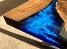 Made to Order Walnut Wood Ocean Sea Epoxy Dining Table | Tables by LuxuryEpoxyFurniture. Item composed of wood & synthetic