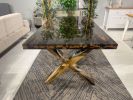 Bark & Moss Epoxy Resin Dining - Conference Room Table | Dining Table in Tables by Tinella Collection. Item composed of oak wood in minimalism or art deco style