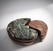 The Taiji Harmony Nested Coffee Table Blue Marble and Walnut | Tables by Dynasty Artisan. Item made of wood with steel works with minimalism & contemporary style
