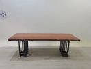 Mahamadou Slab Bintagor Solid Wood Dining Table 35" x 100" | Tables by Holzsch. Item made of wood with metal works with mid century modern & contemporary style
