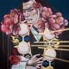 Japanese Kabuki Actor Painting on Wood Board | Oil And Acrylic Painting in Paintings by JUURI. Item made of wood & synthetic