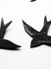 Set Of 3 Black Porcelain Swallows | Wall Sculpture in Wall Hangings by Elizabeth Prince Ceramics. Item composed of ceramic in minimalism or contemporary style