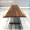 Live Edge Black Walnut T Table | Communal Table in Tables by YJ Interiors | Toronto in Toronto. Item composed of walnut and steel in mid century modern or eclectic & maximalism style