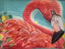 murals (flamingo) | Street Murals by Emma-Alyce Art | Princess Alexandra Hospital in Woolloongabba. Item composed of synthetic